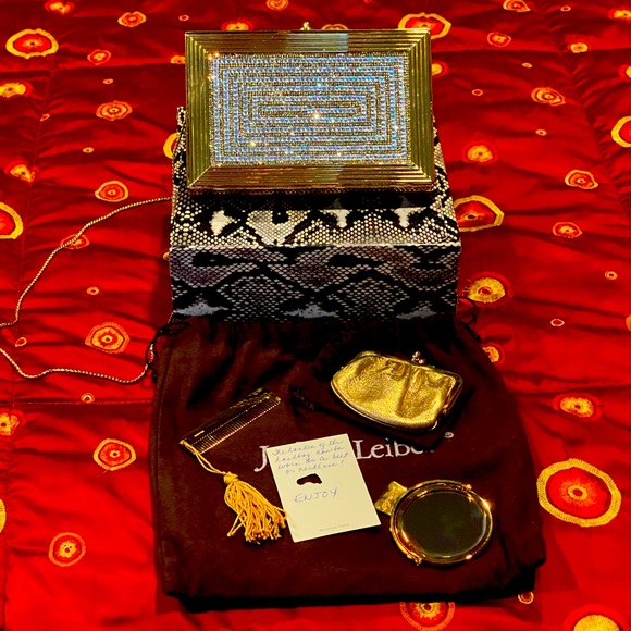 Judith Leiber Other - Judith Leiber clutch purse, strap doubles as a belt or necklace comb and mirror.